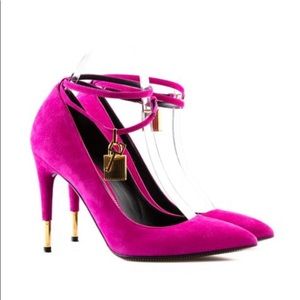 TOM FORD Hot Pink Padlock Suede Pumps